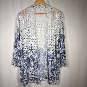 Sheer Kimono Womens 3X Swiss Dot Floral Summer Vacation Resortwear Polka Dot